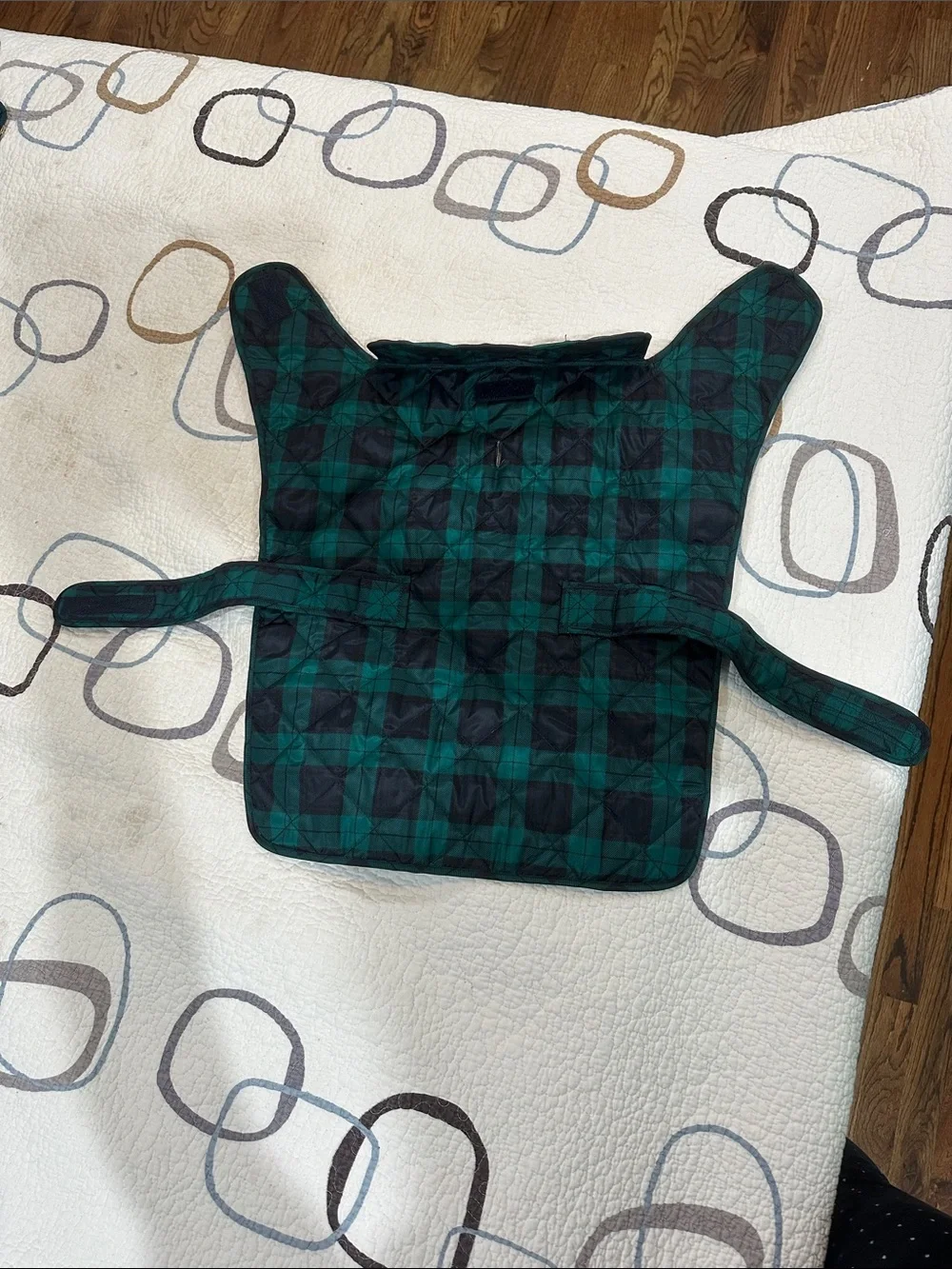 Green & Navy Quilted Dog Vest with Matching Ladies’ Vest—New